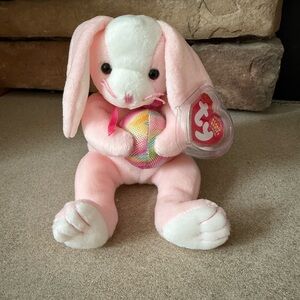 Ty Beanie Baby Pink Bunny Plush with Egg Eggerton Easter Rabbit